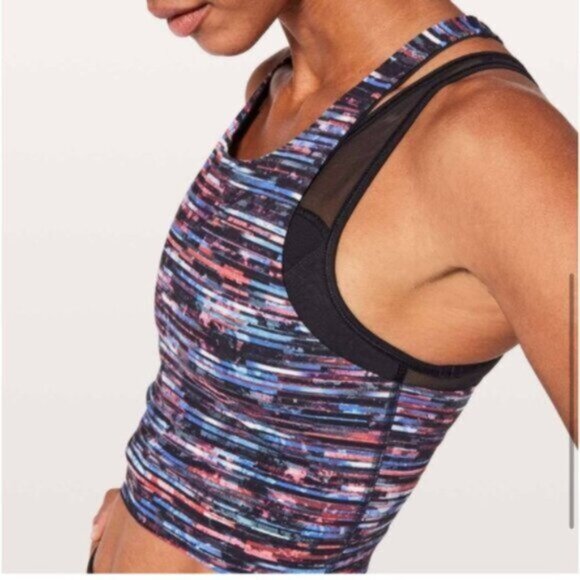 Lululemon White & Black Nulux Hinshu Alpine Break Free Crop Tank Bra Size 2 - Picture 8 of 9